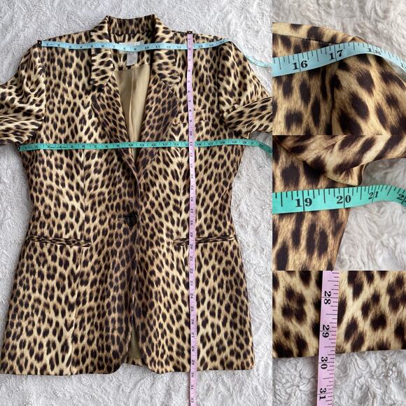 SOLD Cache vintage leopard print blazer jacket Y2K 90s animal cheetah mob wife L - Picture 5 of 16